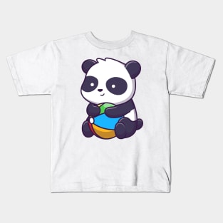 Cute panda playing ball Kids T-Shirt